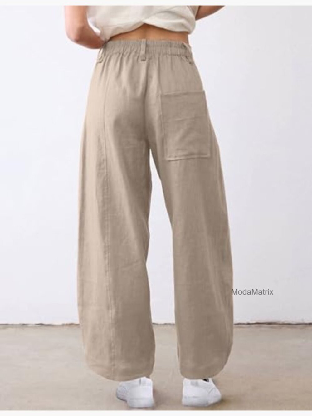 Wide Leg Linen-Blend Pants in Taupe by - Picture 2 of 7